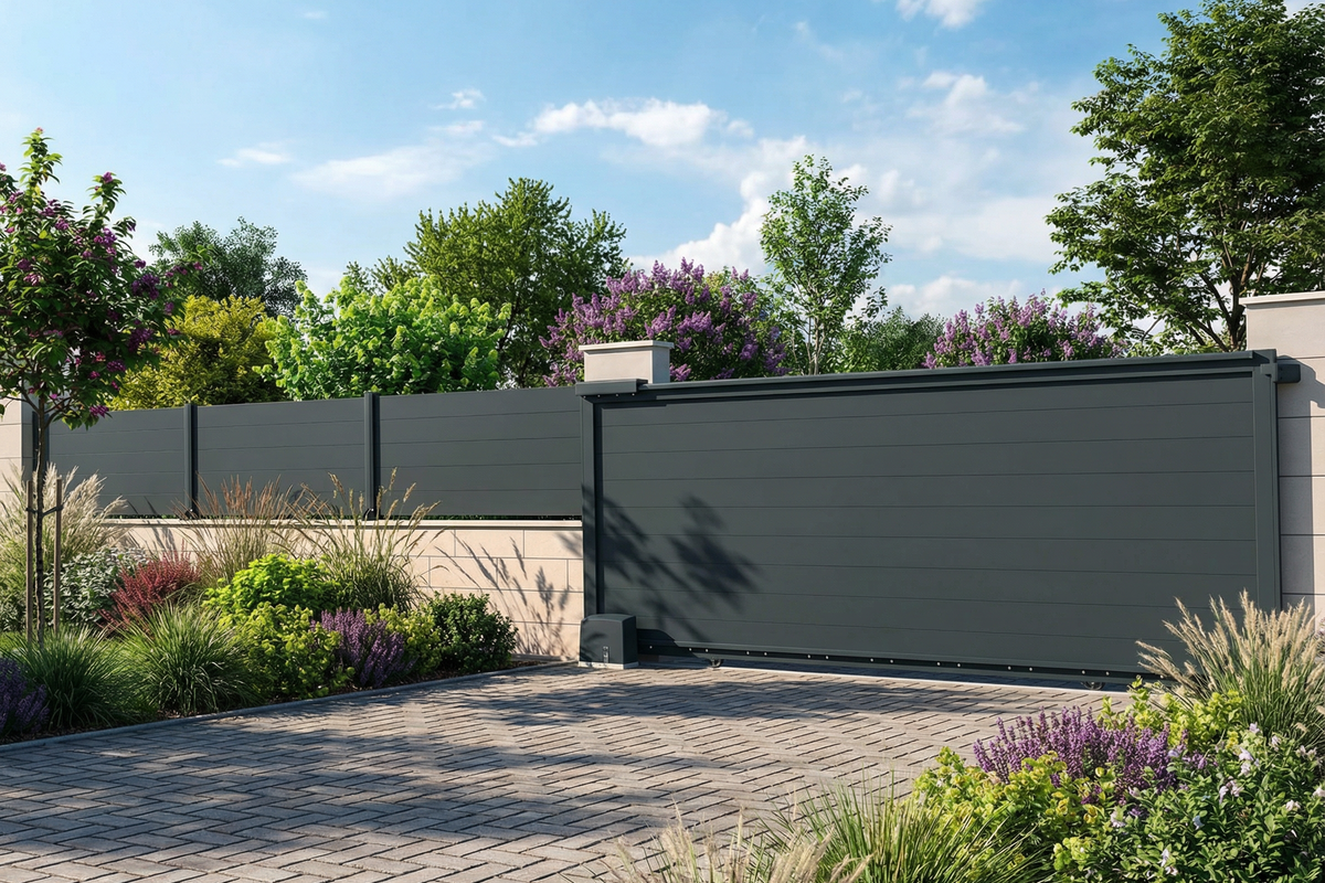 Portail coulissant plein en aluminium